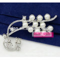 silver flower faux pearl brooch pin